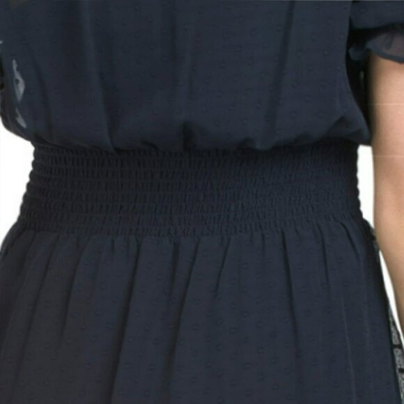 NWT NANETTE LEPORE Women's Ruffle Hem Chiffon Clip Dot Midi Dress - Picture 4 of 6